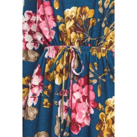 SOLD! 🆕 Teal Floral Print Midi Dress - Picture 5 of 5